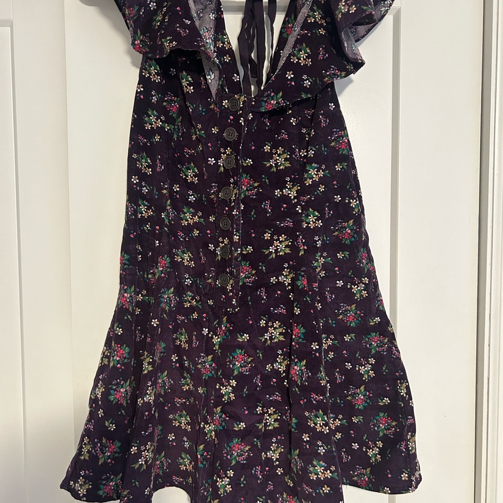 Free People Purple Floral Ruffled Romper